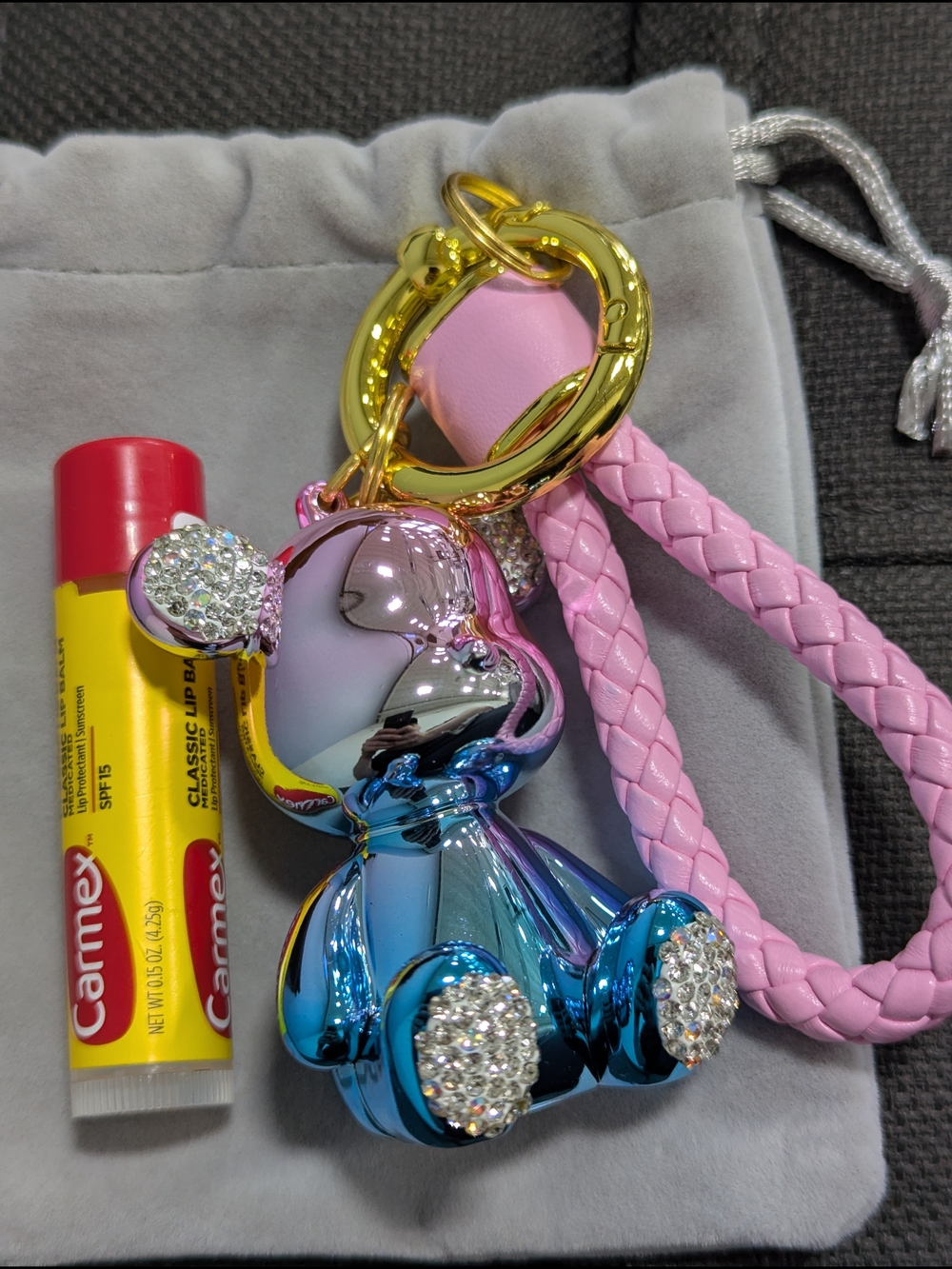 Ombre Bear Bag Charm Pink Blue w/ Strap NWOT